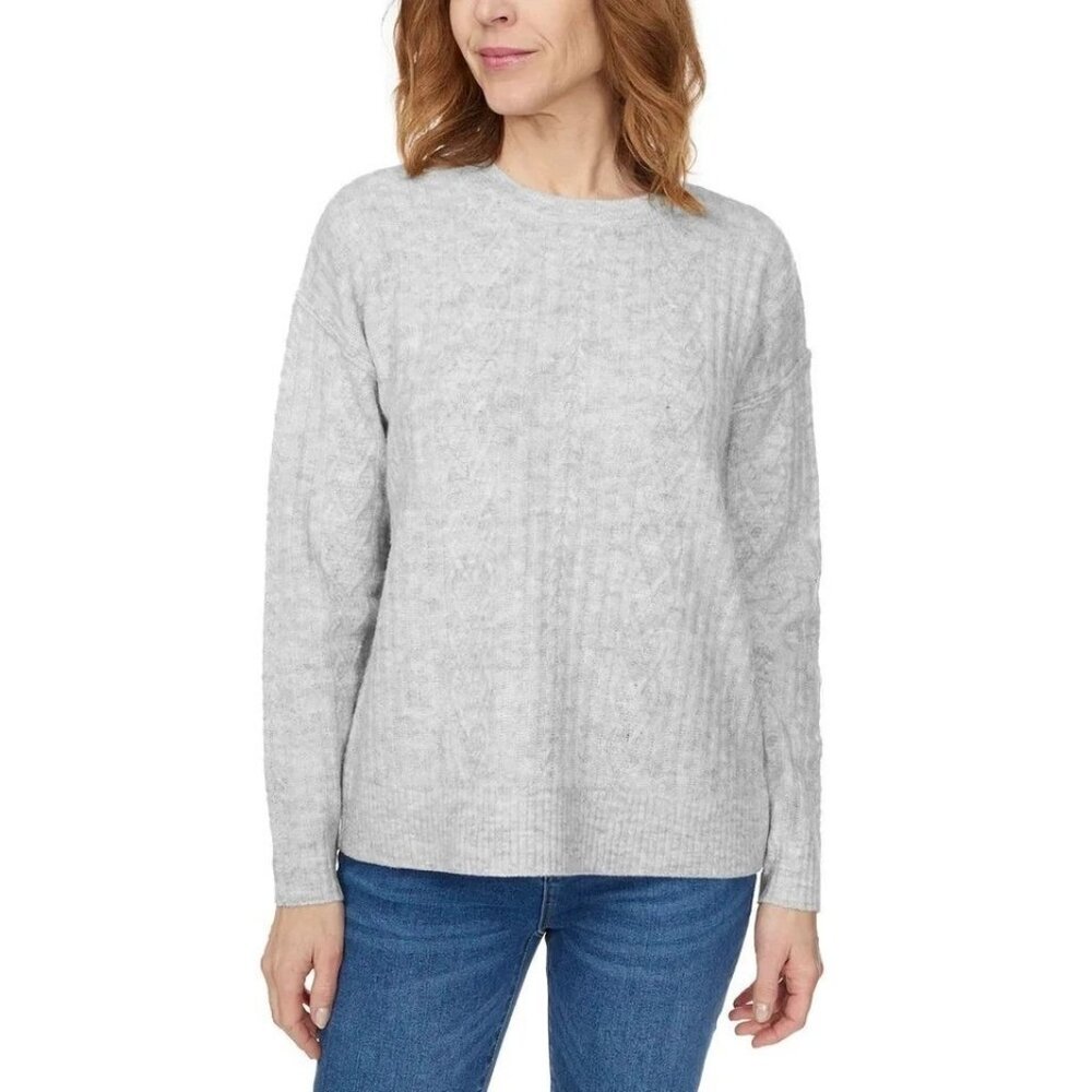 Legendary Outfitters Women's XL Cozy Cable Knit Sweater Gray Acrylic Blend L1189